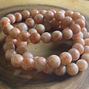 Sunstone stretch beaded bracelet 7” crystal healing beads 10mm Norse Viking